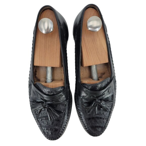 Vintage Crocodile Italy Handmade Bruno Magli Mens 8M Exotic Loafers Dress Shoes - Picture 9 of 10